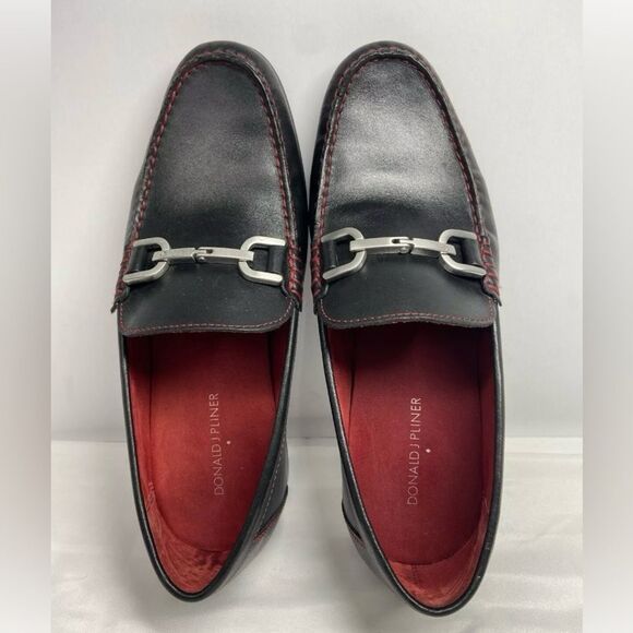 Donald J. Pliner Black Leather Loafers 7.5M - Picture 1 of 7